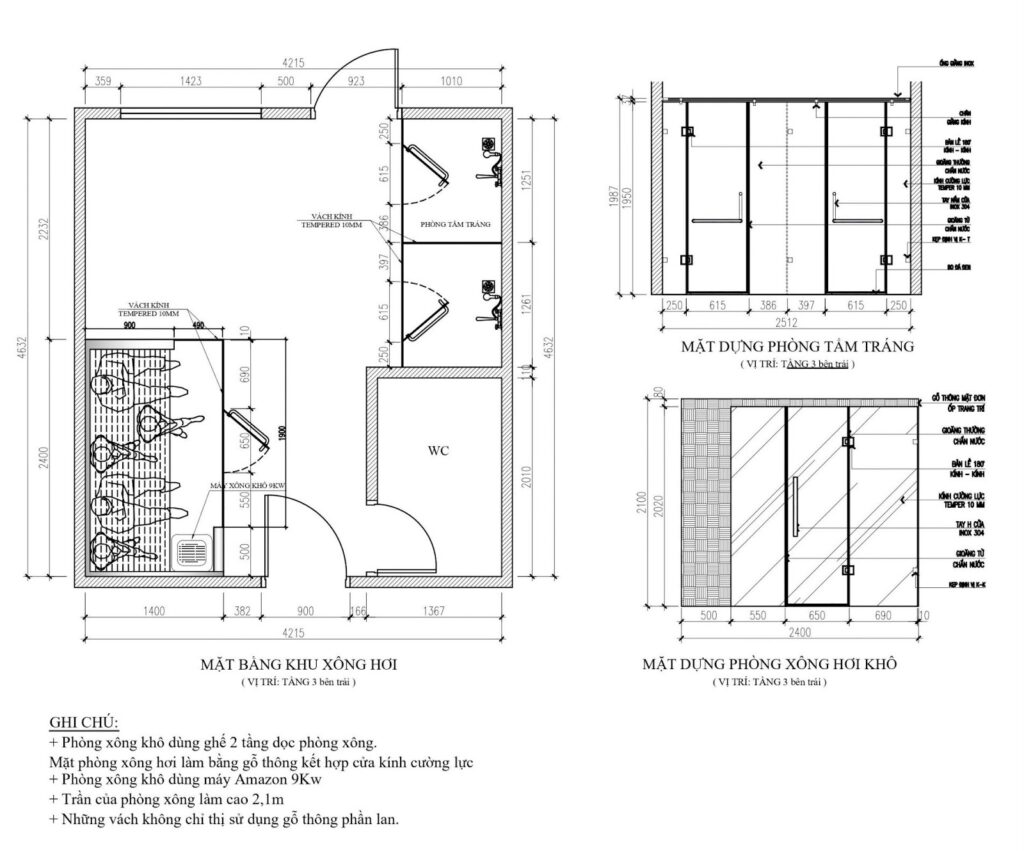 bản vẽ cad phòng xông hơi chi tiết và đầy đủ tham khảo cho bạn Bản vẽ cad phòng xông hơi khô cho 4 – 5 người